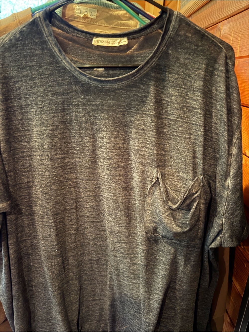 Zenana Outfitters Acid Washed Black Short Sleeve Pocket Tee